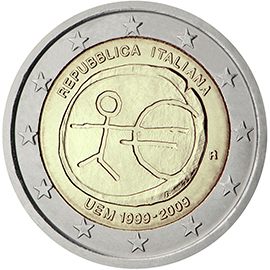2 euro Italia 2009, 10° anniv. Unione Economica e Monetaria