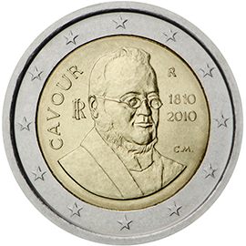 2 euro Italia 2010, 200° anniv. nascita Camillo Benso conte di Cavour