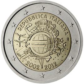 2 euro Italia 2012, 10 anni di banconote e monete in euro