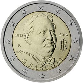 2 euro Italia 2012, 100° anniv. morte Giovanni Pascoli