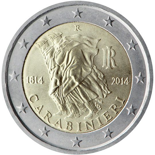 2 euro Italia 2014, 200° anniv. fondazione Arma dei Carabinieri