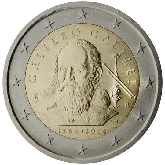 2 euro Italia 2014, 450° anniv. nascita Galileo Galilei