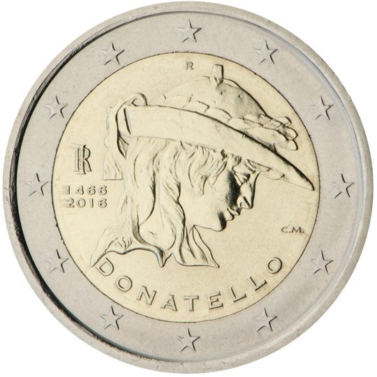 2 euro Italia 2016, 550° anniv. morte Donatello