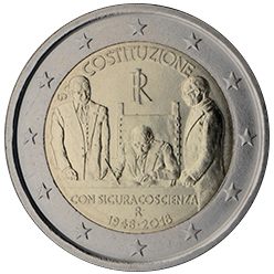2 euro Italia 2018, 70° anniv. Costituzione Italiana