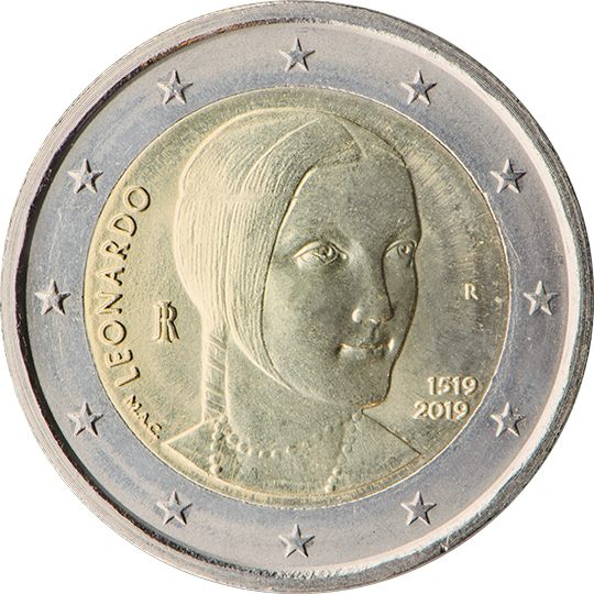 2 euro Italia 2019, 500° anniv. morte Leonardo da Vinci