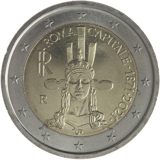 2 euro Italia 2021, 150° anniv. Roma Capitale d'Italia