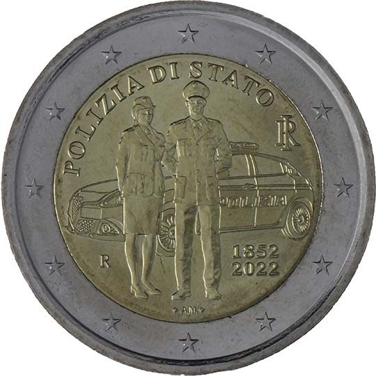 2 euro Italia 2022, 170° anniv. Polizia di Stato