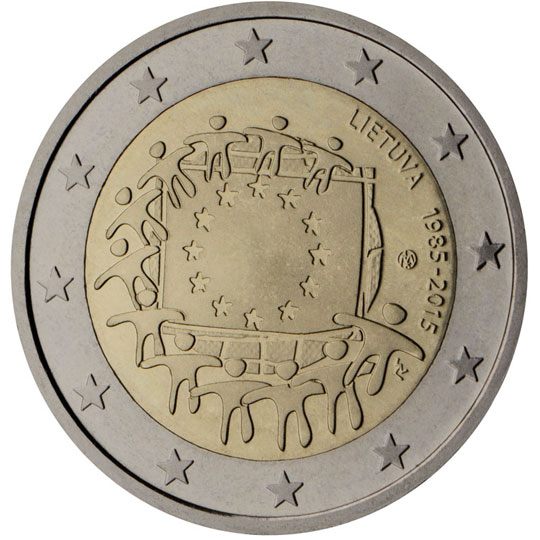 2 euro Lituania 2015, 30° anniv. bandiera europea