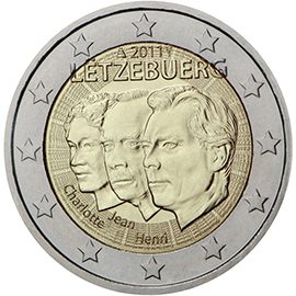 2 euro Lussemburgo 2011, 50° anniv. nomina di Jean a lieutenant-représentant