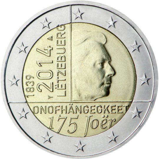 2 euro Lussemburgo 2014, 175° anniv. indipendenza del Lussemburgo