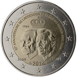2 euro Lussemburgo 2014, 50° anniv. ascesa al trono del Granduca Jean