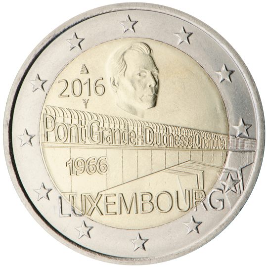 2 euro Lussemburgo 2016, 50° anniv. Ponte Granduchessa Charlotte