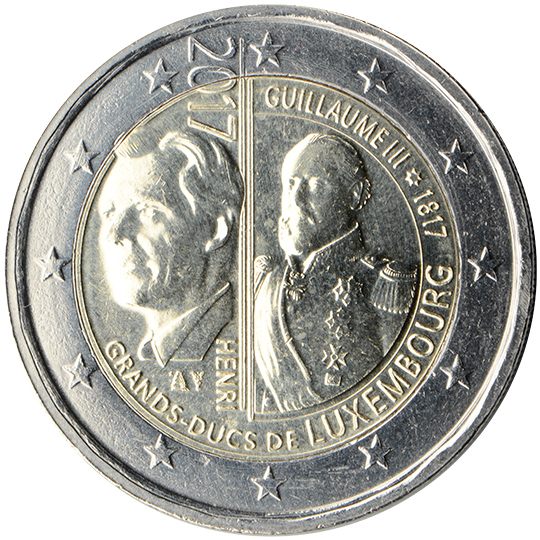 2 euro Lussemburgo 2017, 200° anniv. nascita Granduca Guillaume III