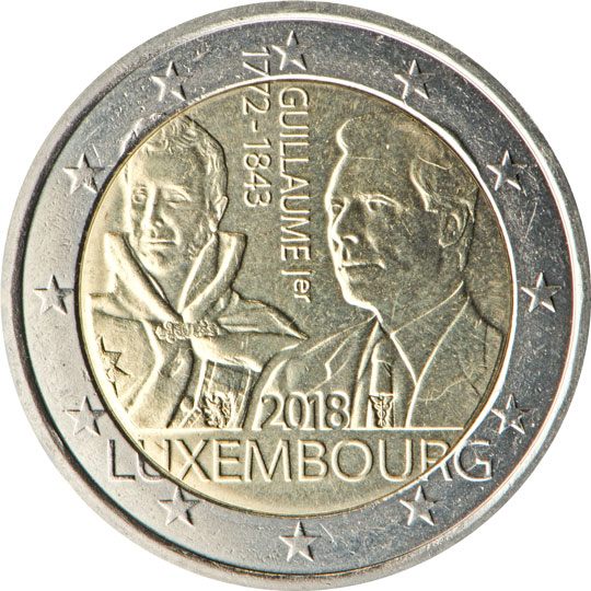 2 euro Lussemburgo 2018, 175° anniv. morte Granduca Guillaume I