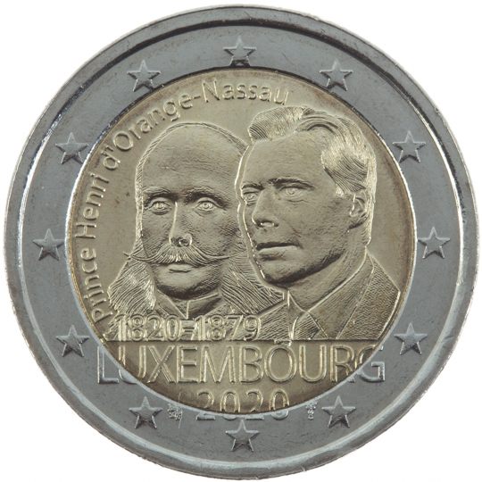 2 euro Lussemburgo 2020, 200° anniv. nascita principe Henri d'Orange-Nassau
