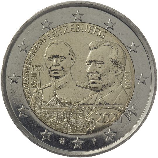 2 euro Lussemburgo 2021, 100° anniv. nascita Granduca Jean