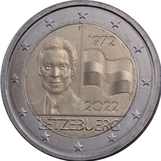 2 euro Lussemburgo 2022, 50° anniv. bandiera del Lussemburgo