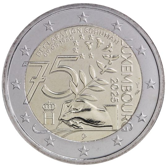 2 euro Lussemburgo 2025, 75° anniv. Dichiarazione Schuman