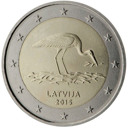 2 euro Lettonia 2015, Cicogna nera