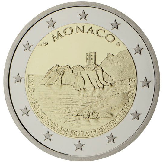 2 euro Monaco 2015, 800° anniv. costruzione della fortezza sulla Rocca