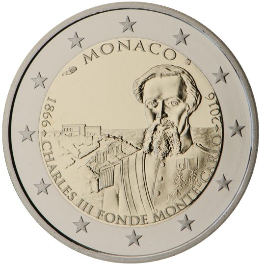 2 euro Monaco 2016, 150° anniv. fondazione di Monte Carlo