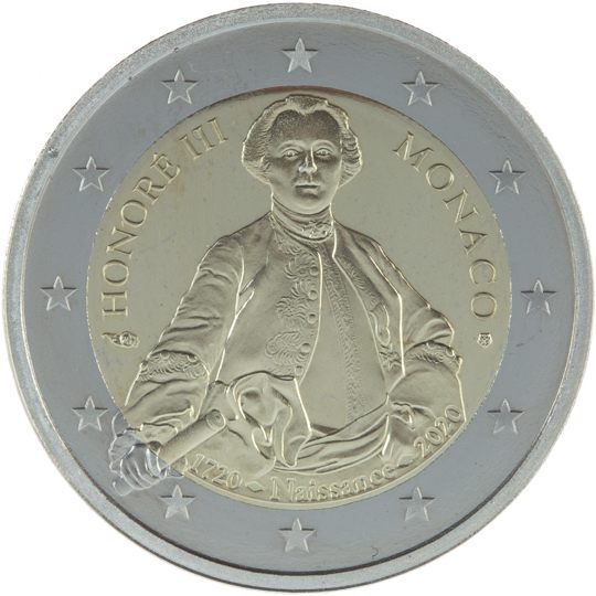 2 euro Monaco 2020, 300° anniv. nascita del principe Honoré III