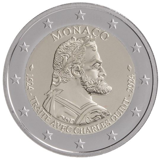 2 euro Monaco 2024, 500° anniv. Trattato di Burgos con Carlo V