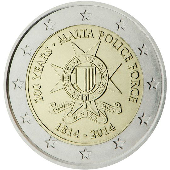 2 euro Malta 2014, 200° anniv. Polizia maltese