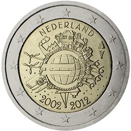 2 euro Paesi Bassi 2012, 10 anni di banconote e monete in euro