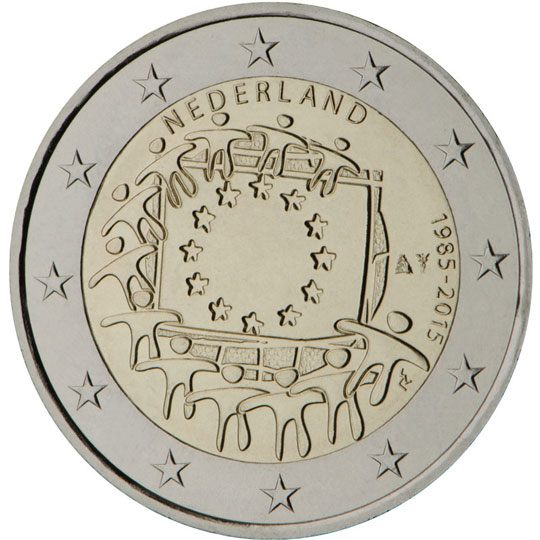 2 euro Paesi Bassi 2015, 30° anniv. bandiera europea
