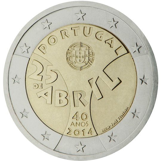 2 euro Portogallo 2014, 40° anniv. Rivoluzione dei Garofani