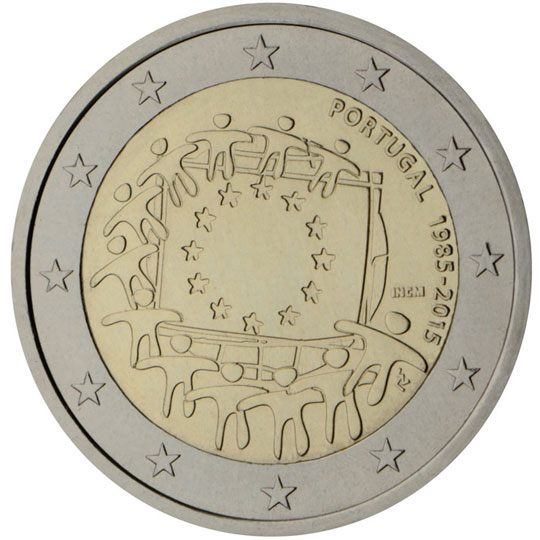2 euro Portogallo 2015, 30° anniv. bandiera europea