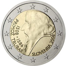 2 euro Slovenia 2008, 500° anniv. nascita Primož Trubar