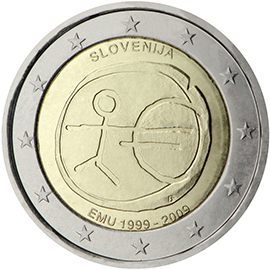 2 euro Slovenia 2009, 10° anniv. Unione Economica e Monetaria