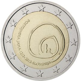 2 euro Slovenia 2013, 800° anniv. scoperta Grotte di Postumia