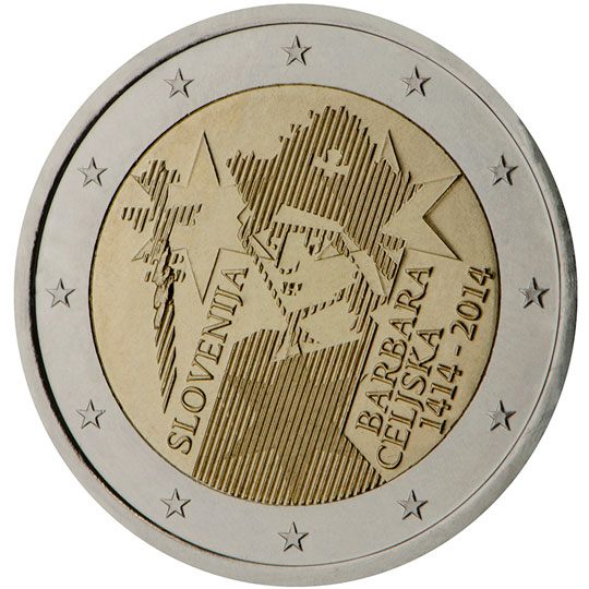 2 euro Slovenia 2014, 600° anniv. incoronazione Barbara di Celje