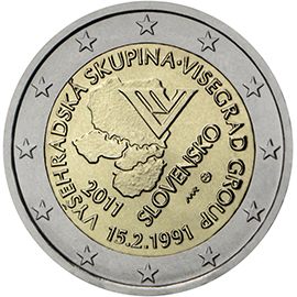 2 euro Slovacchia 2011, 20° anniv. Gruppo di Visegrad