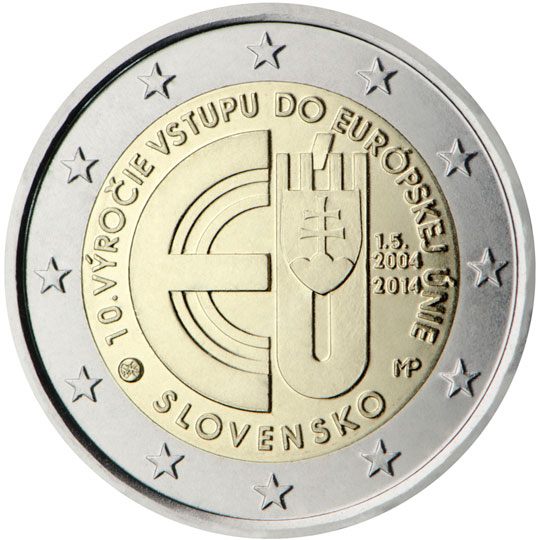 2 euro Slovacchia 2014, 10° anniv. adesione all'Unione Europea