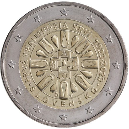2 euro Slovacchia 2023, 100° anniv. prima trasfusione di sangue in Slovacchia