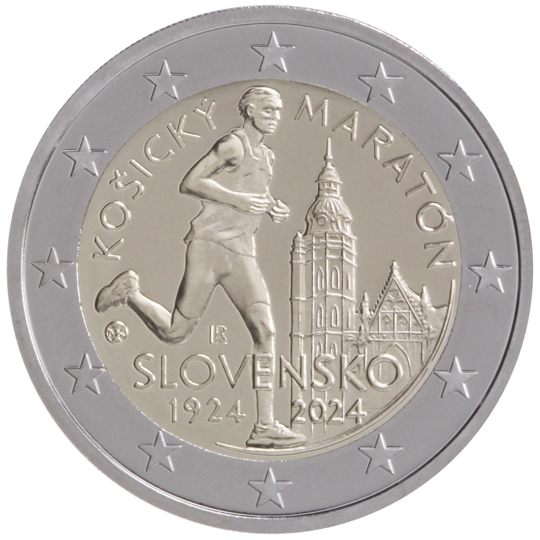 2 euro Slovacchia 2024, 100° anniv. Maratona Internazionale di Košice