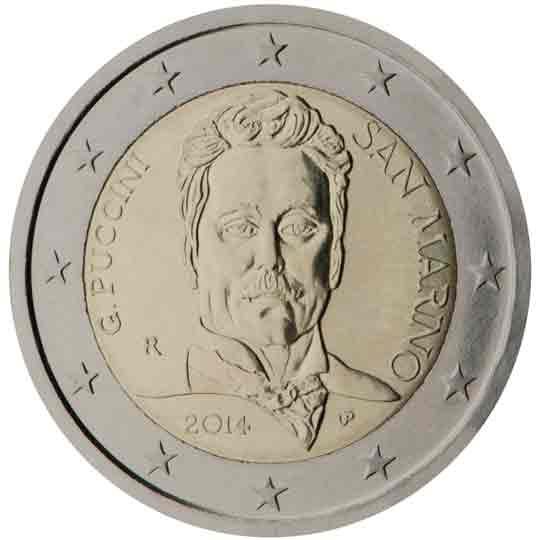 2 euro San Marino 2014, 90° anniv. morte Giacomo Puccini