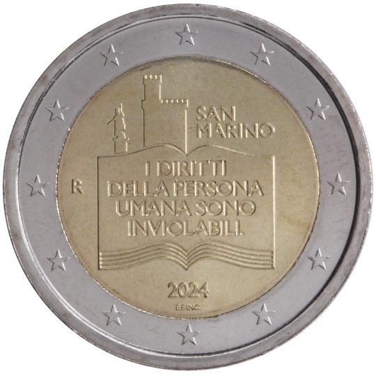 2 euro San Marino 2024, 50° anniv. Dichiarazione dei Diritti civili