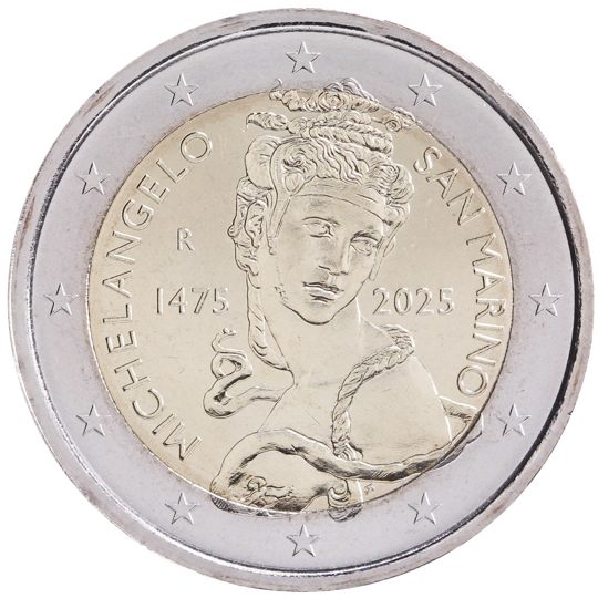 2 euro San Marino 2025, 550° anniv. nascita Michelangelo Buonarroti