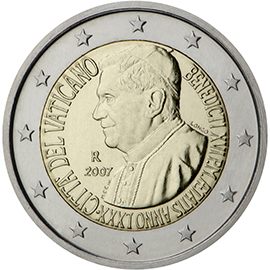 2 euro Vaticano 2007, 80° Genetliaco Papa Benedetto XVI