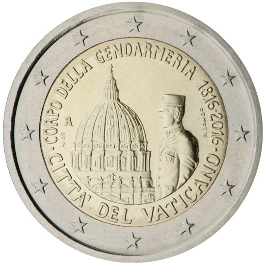 2 euro Vaticano 2016, 200° anniv. Gendarmeria Vaticana