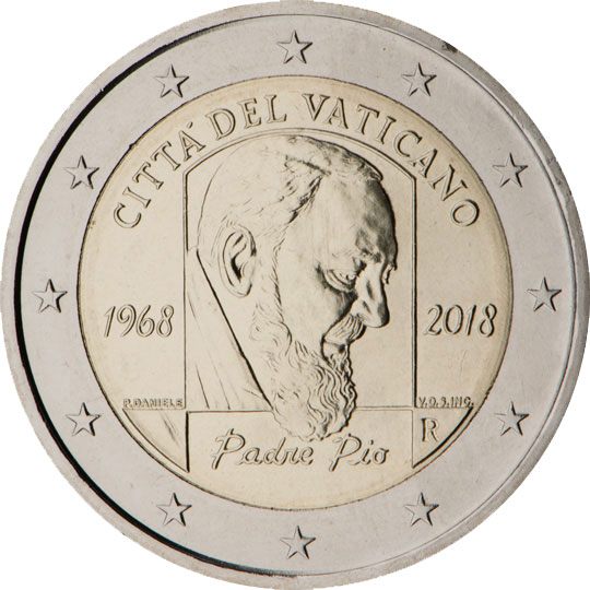 2 euro Vaticano 2018, 50° anniv. morte Padre Pio
