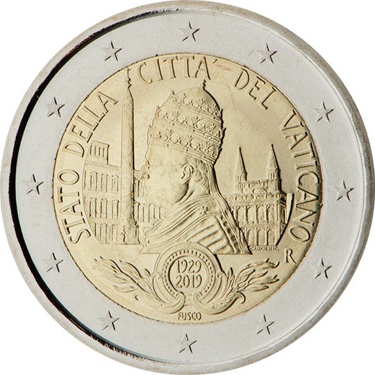 2 euro Vaticano 2019, 90° anniv. Istituzione Stato del Vaticano