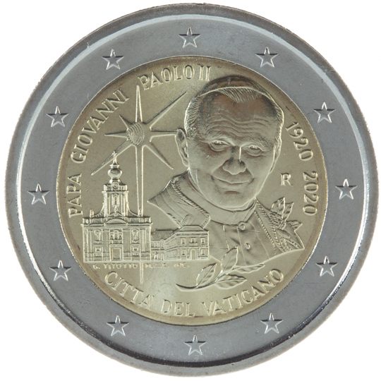 2 euro Vaticano 2020, 100° anniv. nascita Papa Giovanni Paolo II
