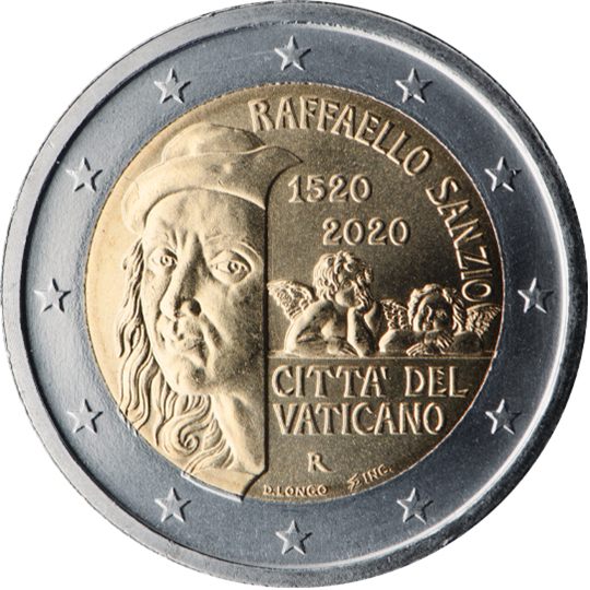 2 euro Vaticano 2020, 500° anniv. morte Raffaello Sanzio