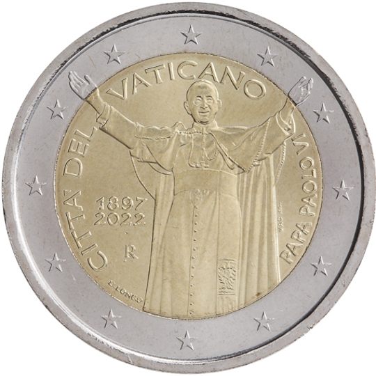 2 euro Vaticano 2022, 125° anniv. nascita Papa Paolo VI